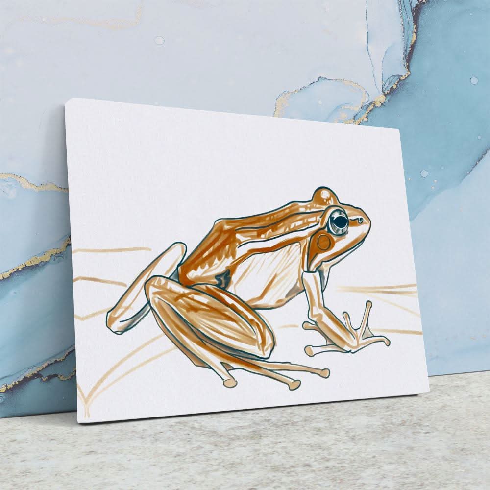 Frog Doodle - Minimalist Wall Art in Black Frame