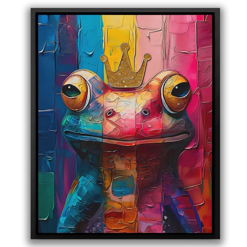 Frog King - Blue Canvas Print