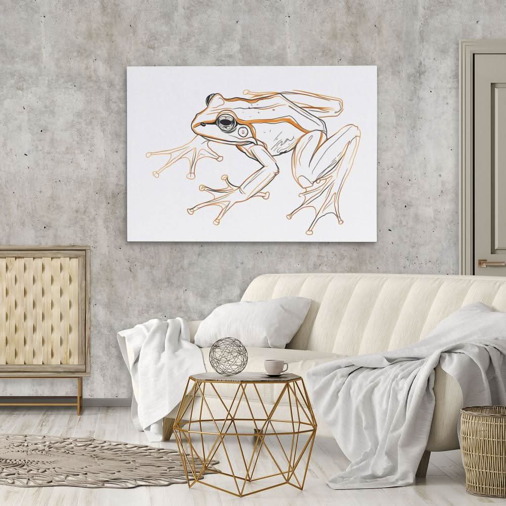 Frog Sketch - Brown Wall Art for Bathroom