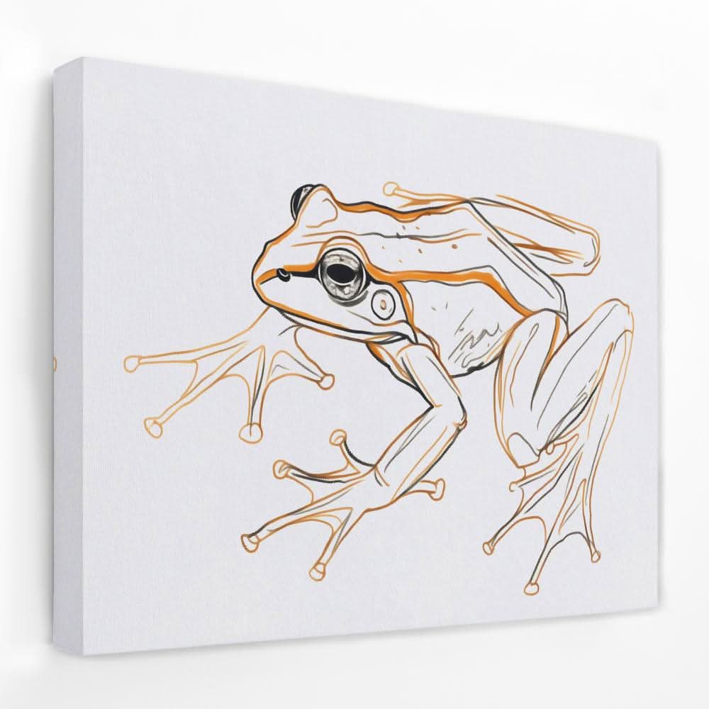 Frog Sketch - Animals Canvas Wall Art