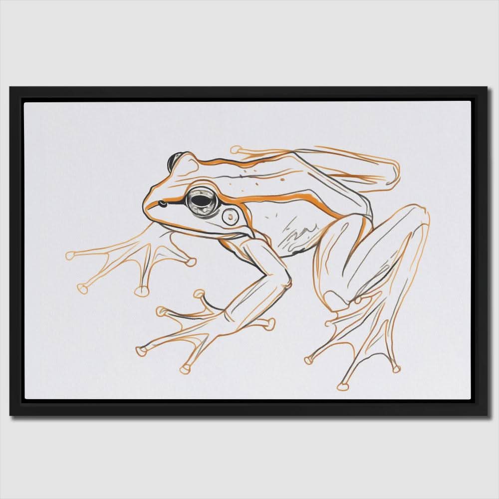 Frog Sketch - Minimalist Brown Canvas Wall Art
