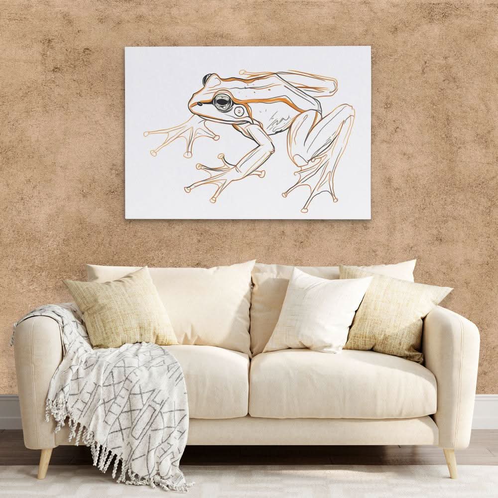 Frog Sketch - Doodle Wall Art in Black Frame