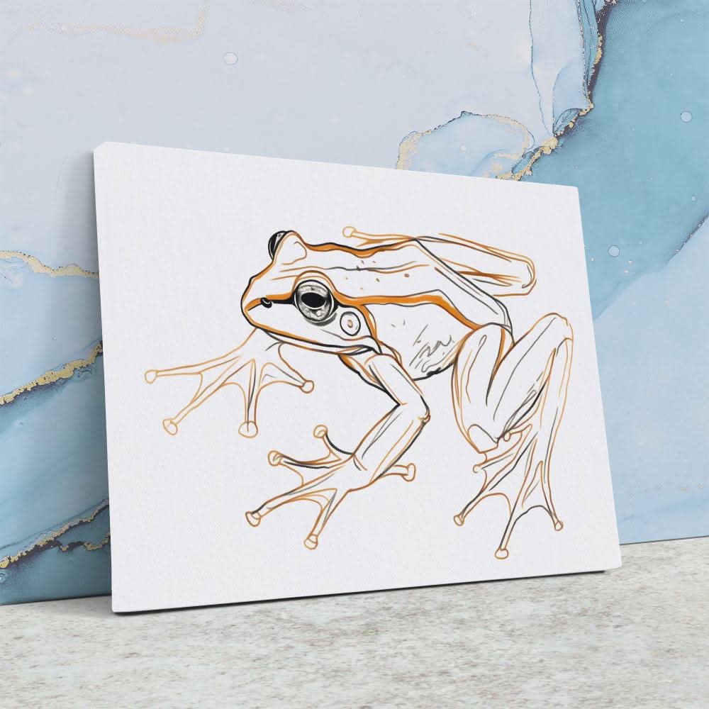 Frog Sketch - Brown Doodle Canvas Print