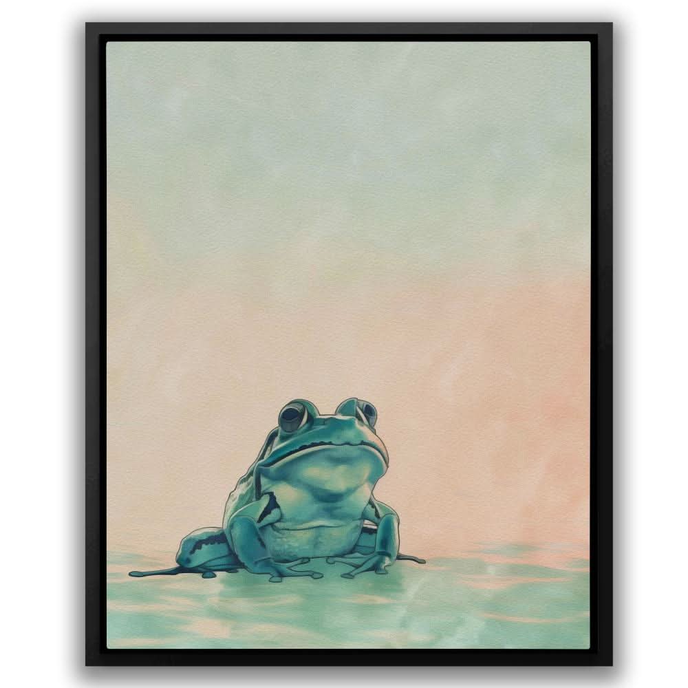 Froggy Bliss - Beige Wall Art for Home Office