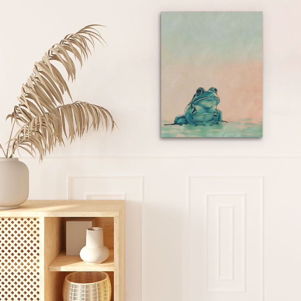 Froggy Bliss - Beige Frog Canvas Print