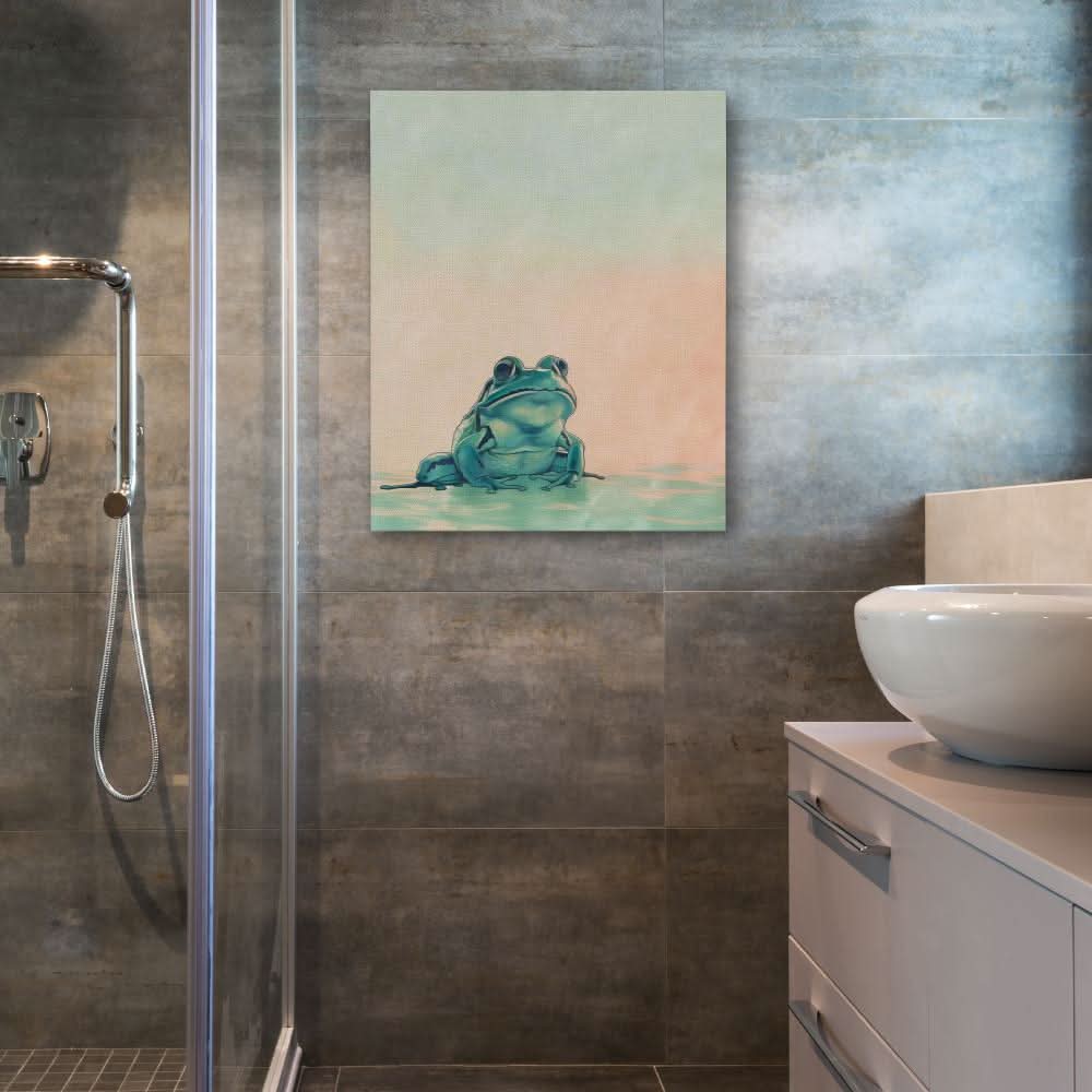 Froggy Bliss - Modern Green Canvas Wall Art