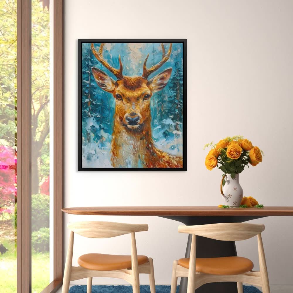 Frozen Antlers - Wall Art in Black Frame