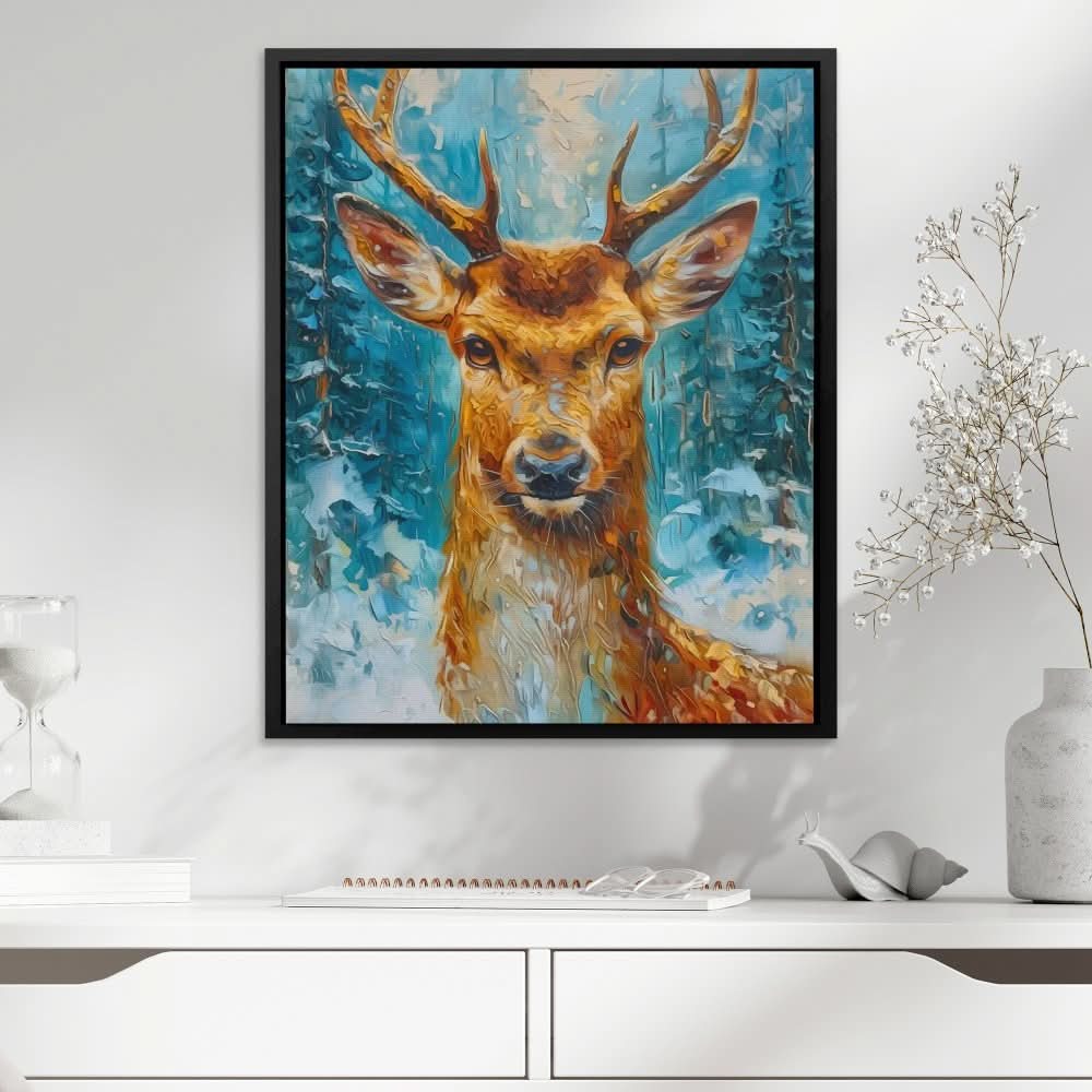 Frozen Antlers - Blue Wall Art for Hallway