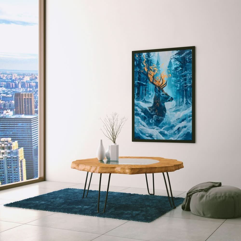Frozen Deer - Blue Wall Art for Hallway