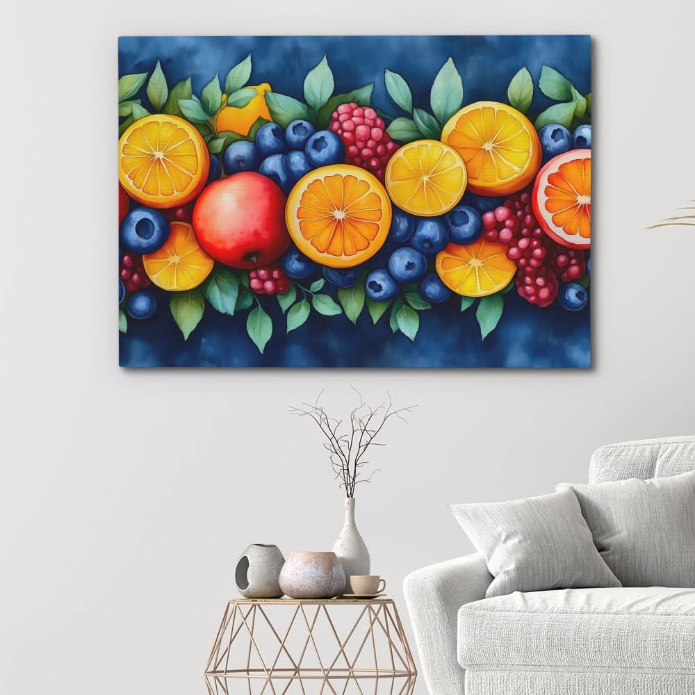 Fruit Wreath - Colorful Canvas Wall Art