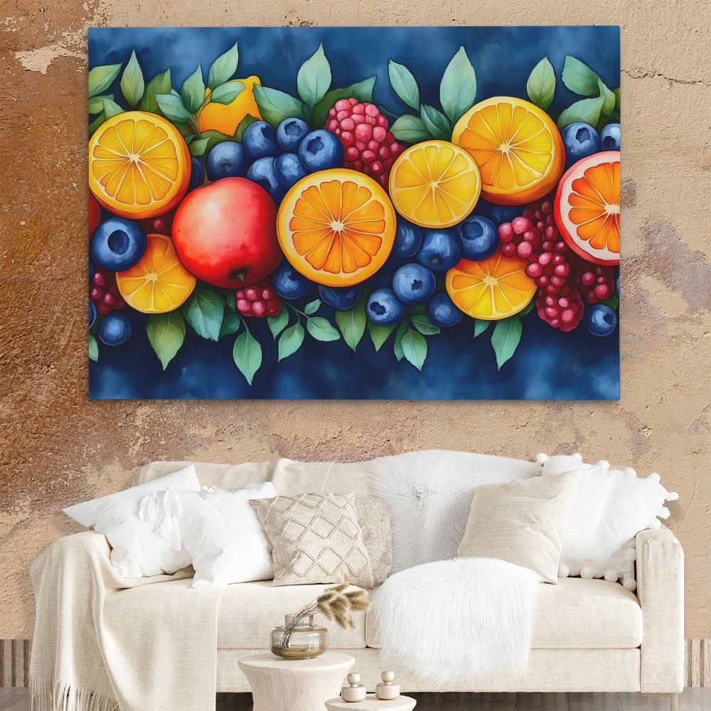 Fruit Wreath - Wall Art in Black Frame