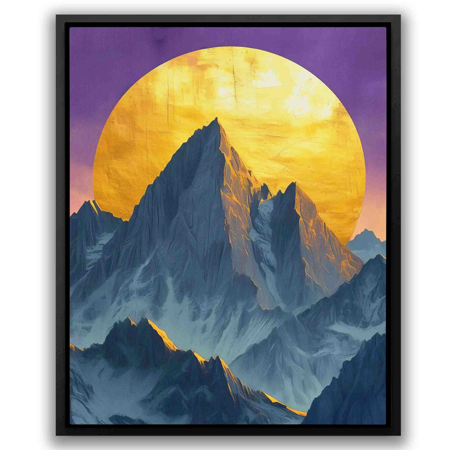 Full Moon Mountain - Gold Lavender Canvas Print