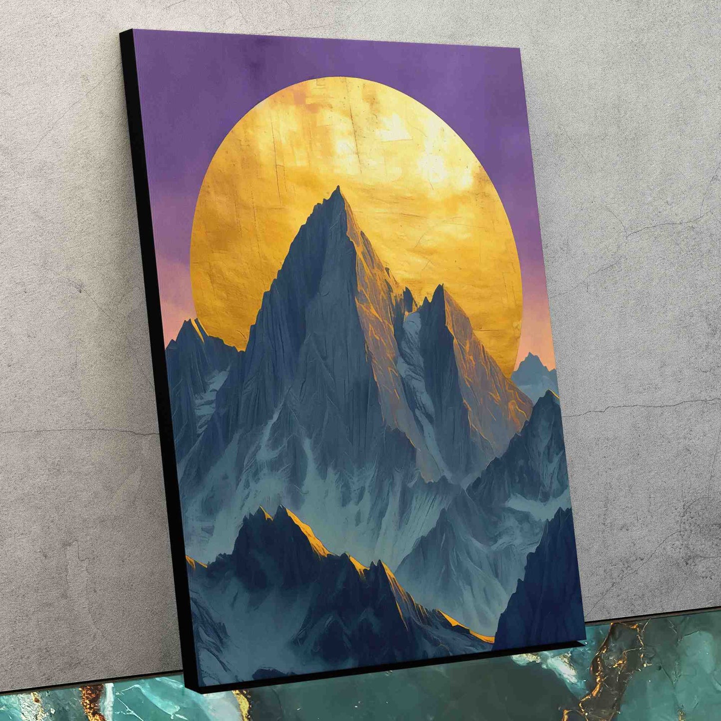 Full Moon Mountain - Gold Wall Art