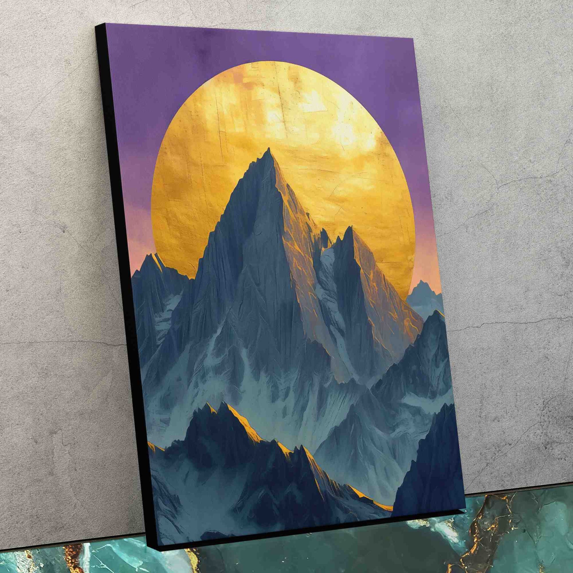 Full Moon Mountain - Gold Wall Art