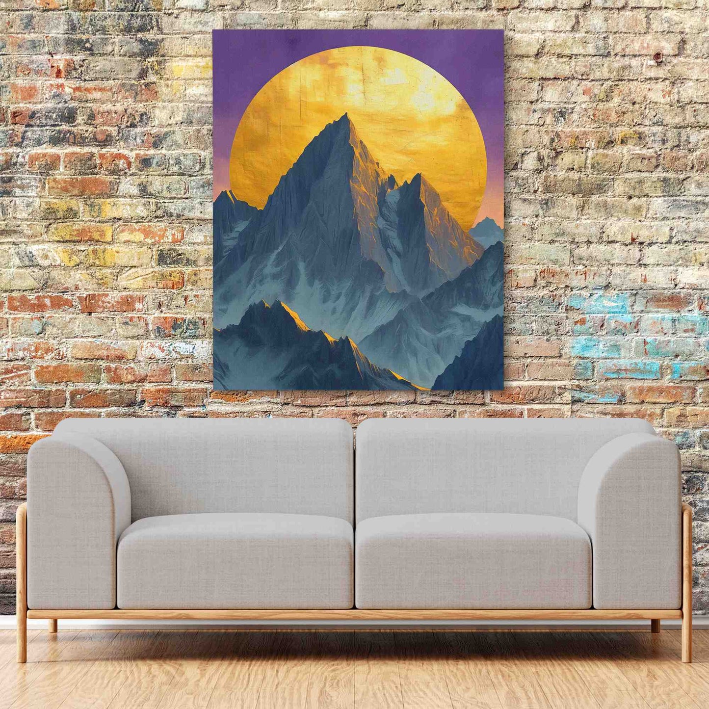 Full Moon Mountain - Lavender Wall Art in Black Frame