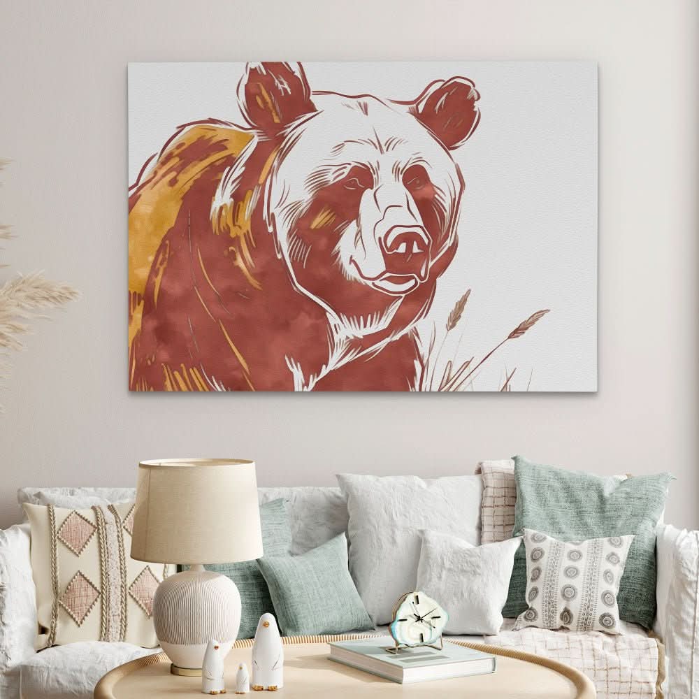 Furry Bear Portrait - Earth Tones Bear Canvas Print