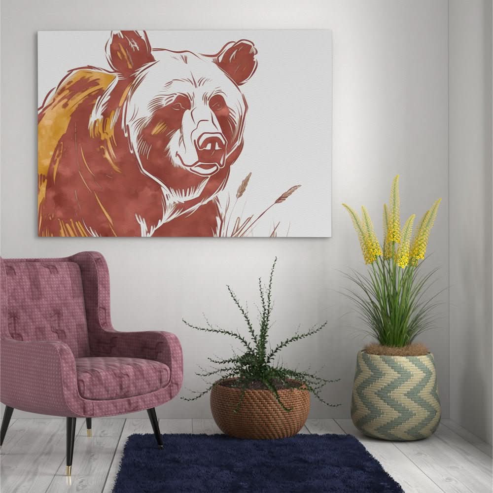 Furry Bear Portrait - Bear Wall Art in Black Frame