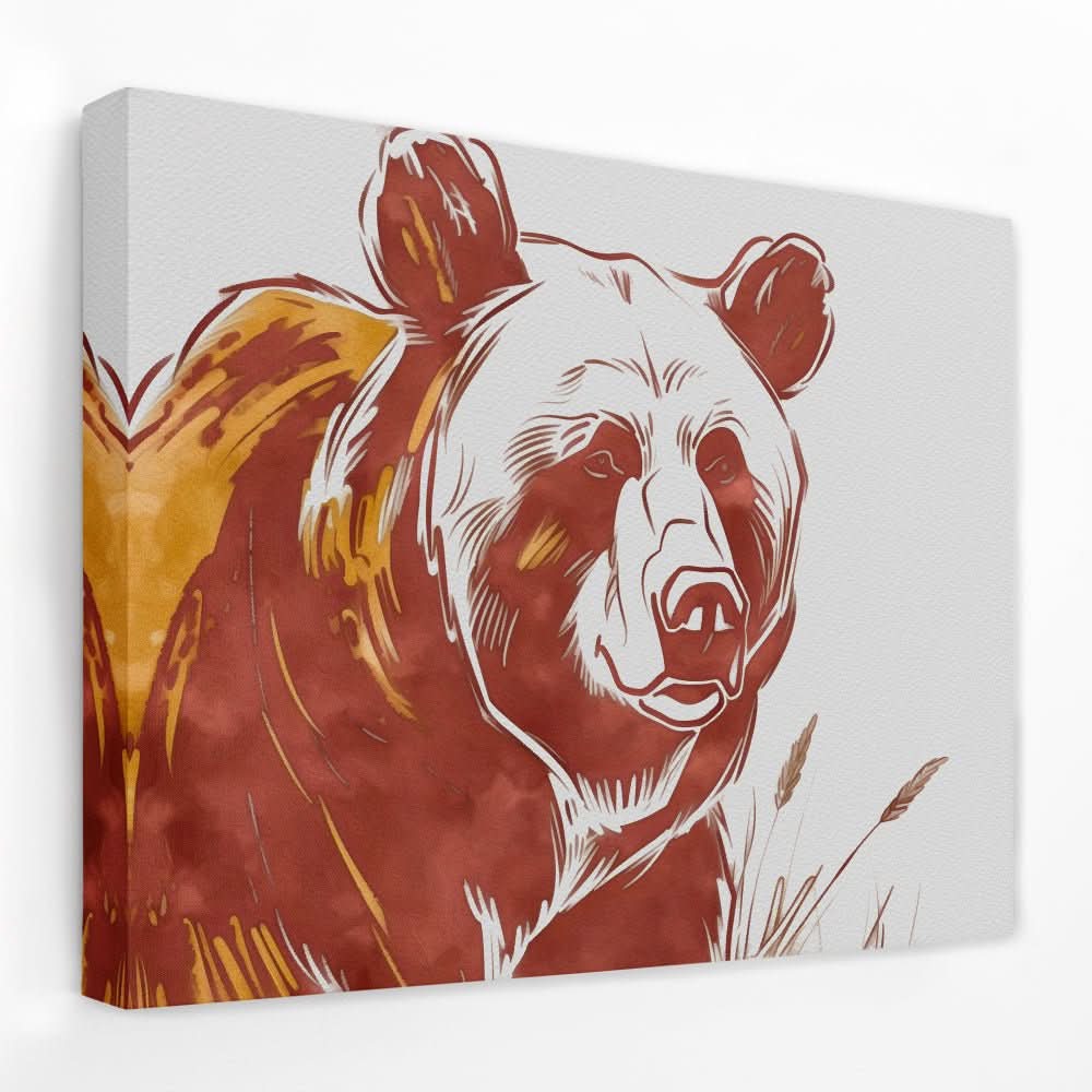 Furry Bear Portrait - Animals Canvas Wall Art