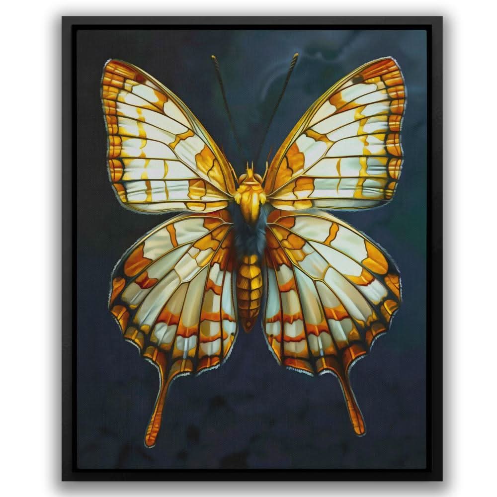 Furry Butterfly - Black Gold and White Art