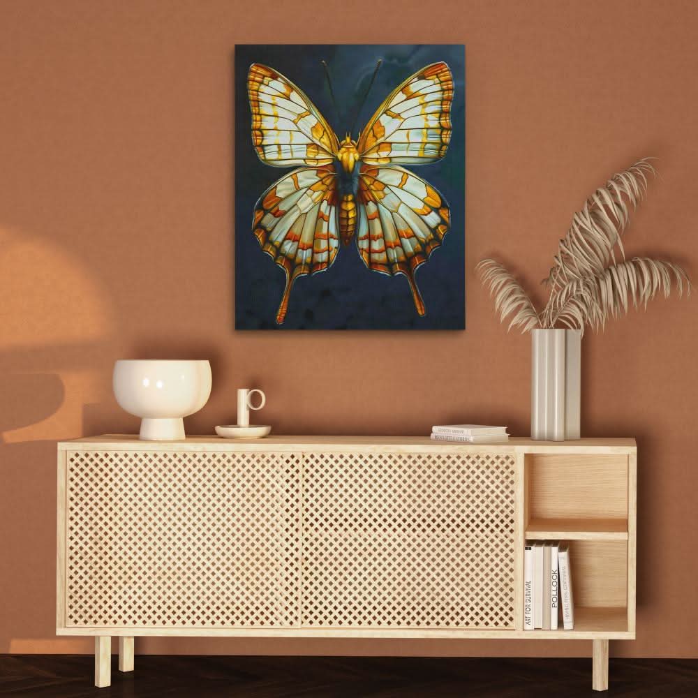 Furry Butterfly - Wall Art in Black Frame