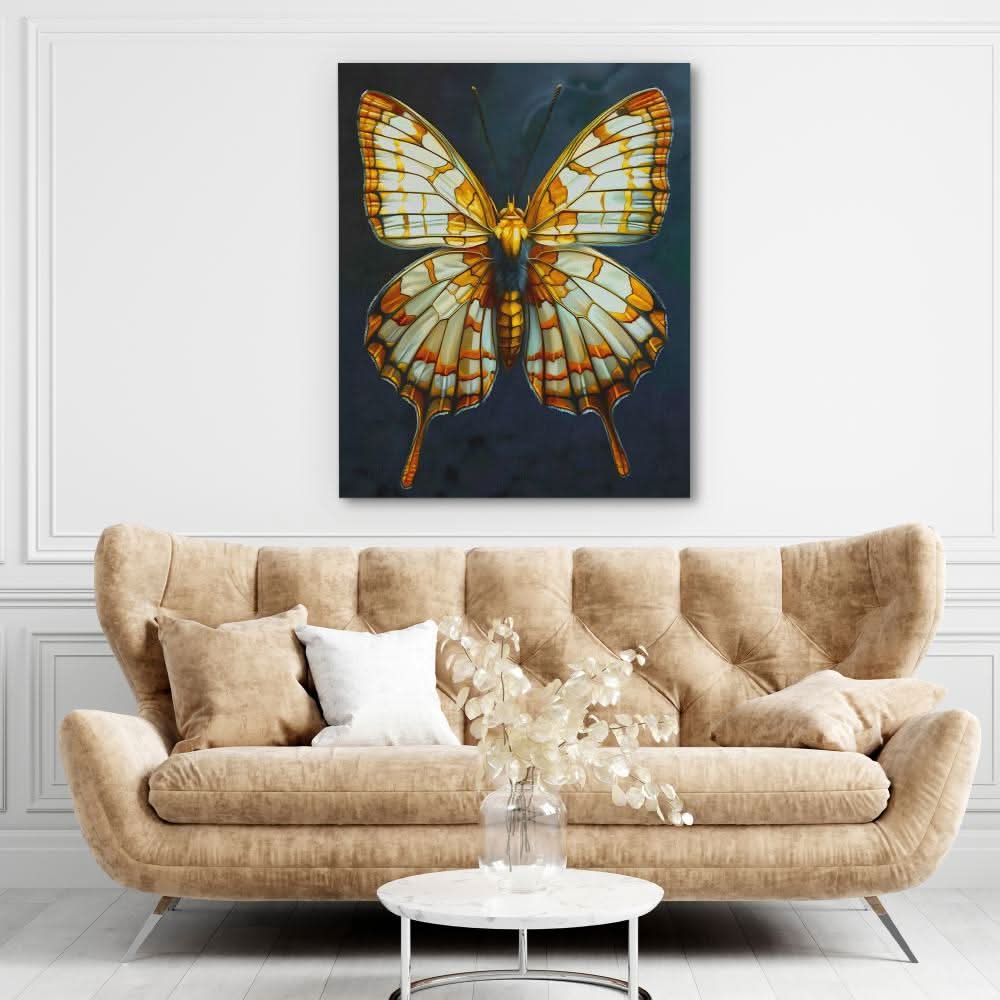 Furry Butterfly - Butterfly Wall Art in Black Frame