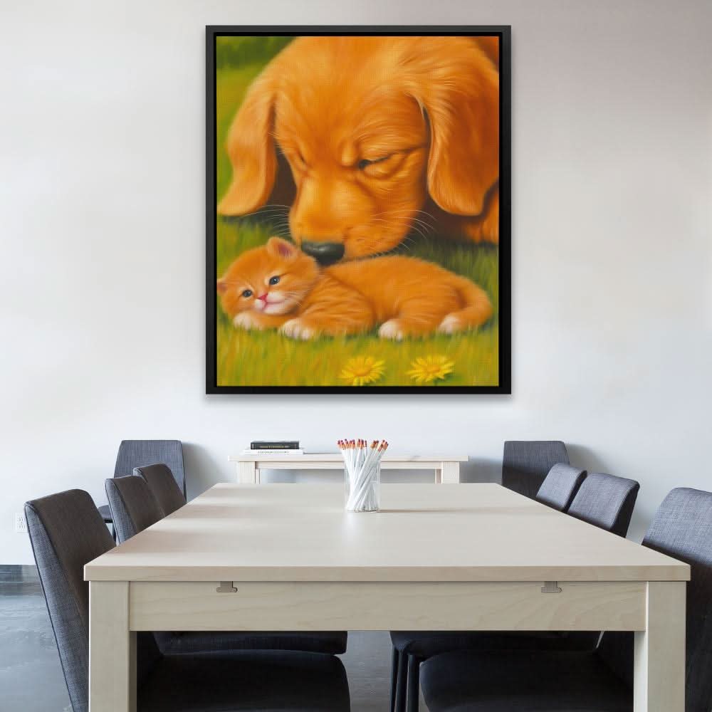 Furry Friendship - Wall Art in Black Frame