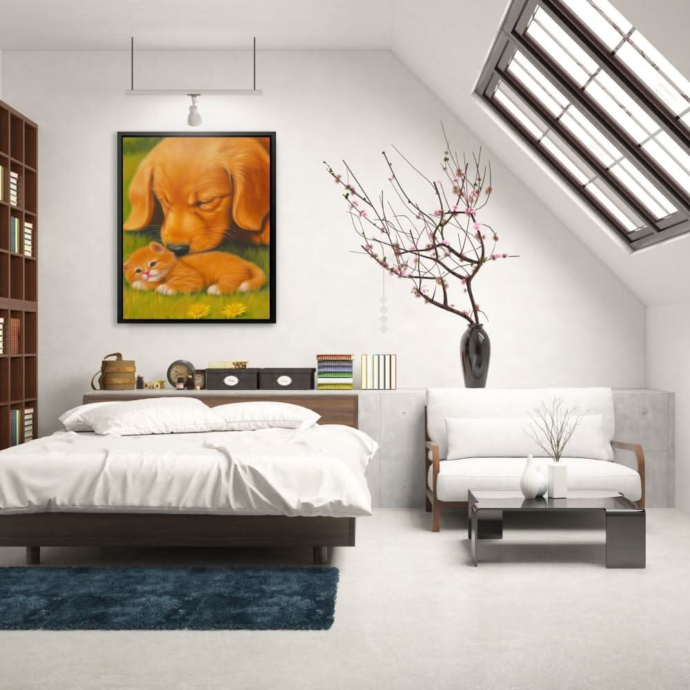 Furry Friendship - Green Wall Art for Kids Room