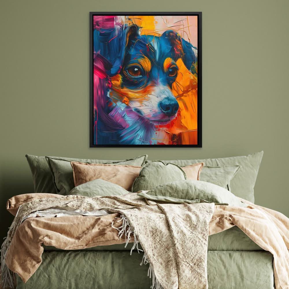 Furry Pup - Colorful Dog Canvas Print