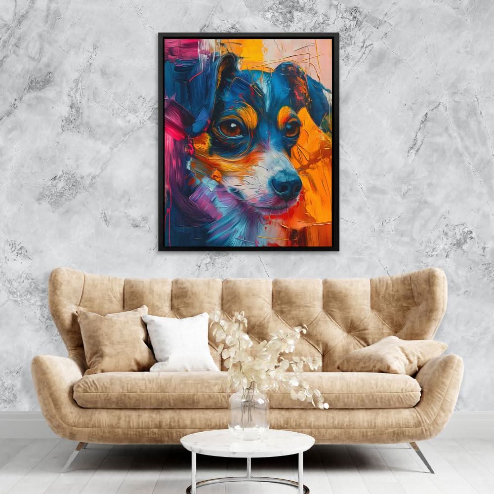 Furry Pup - Colorful Canvas Wall Art