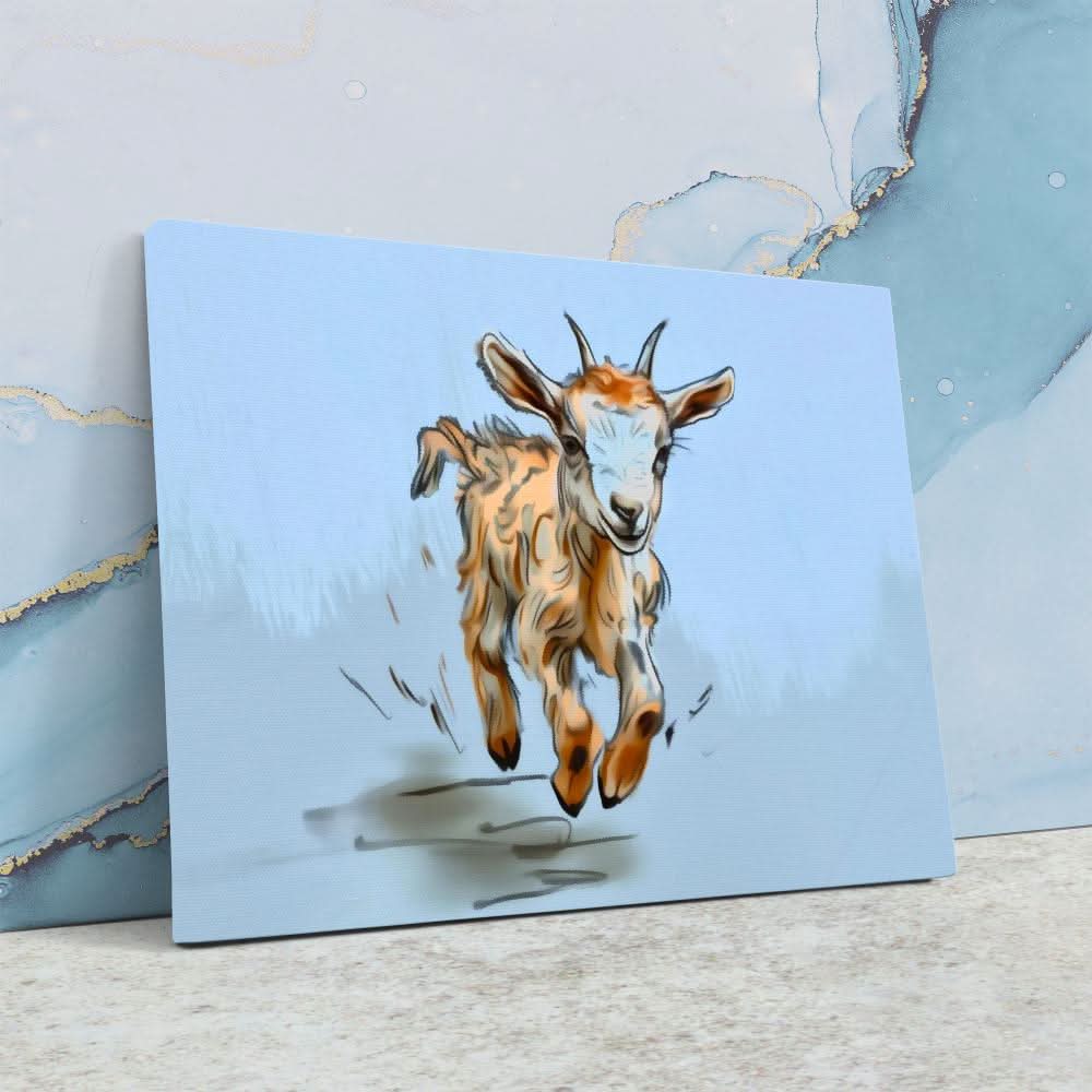 Galloping Goat - Wall Art in Black Frame