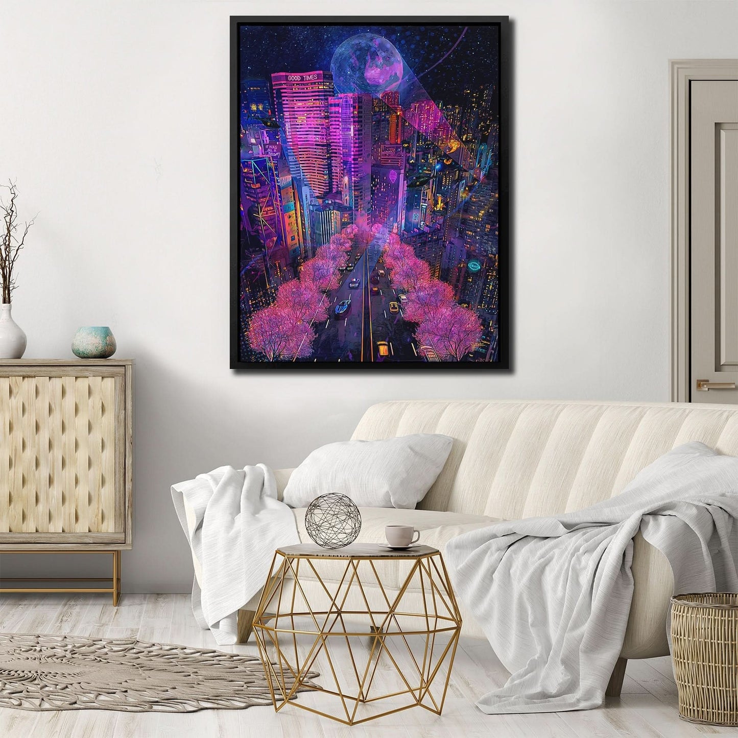 Gamer's Paradise - Pink Cityscapes Canvas Print