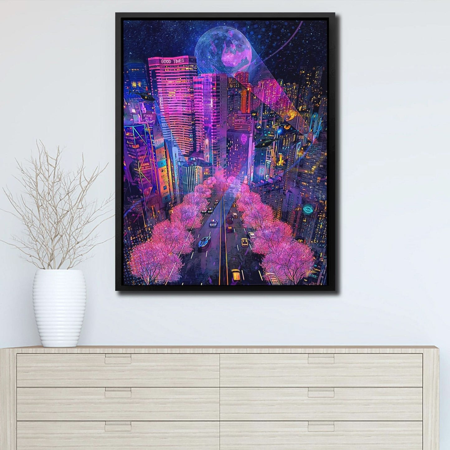 Gamer's Paradise - Cityscapes Wall Art in Black Frame