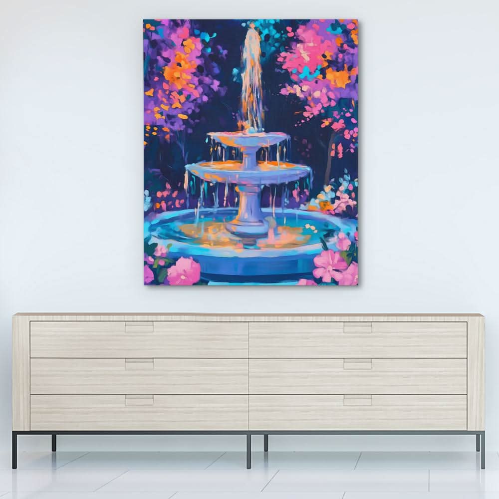 Garden Fountain - Pastel Wall Art for Bedroom