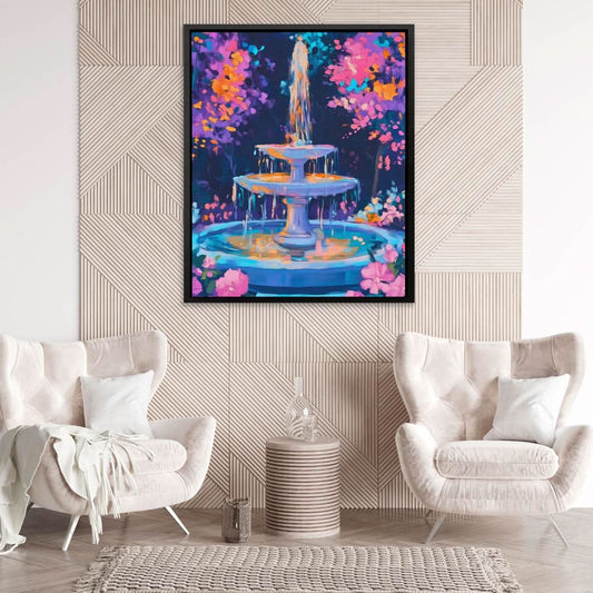 Garden Fountain - Wall Art in Black Frame