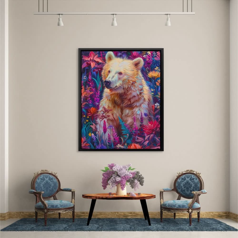 Garden Grizzly - Colorful Canvas Wall Art