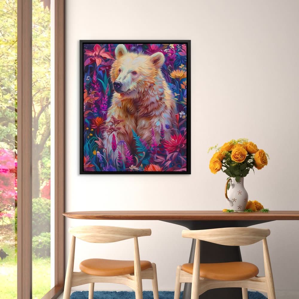 Garden Grizzly - Colorful Bear Canvas Print
