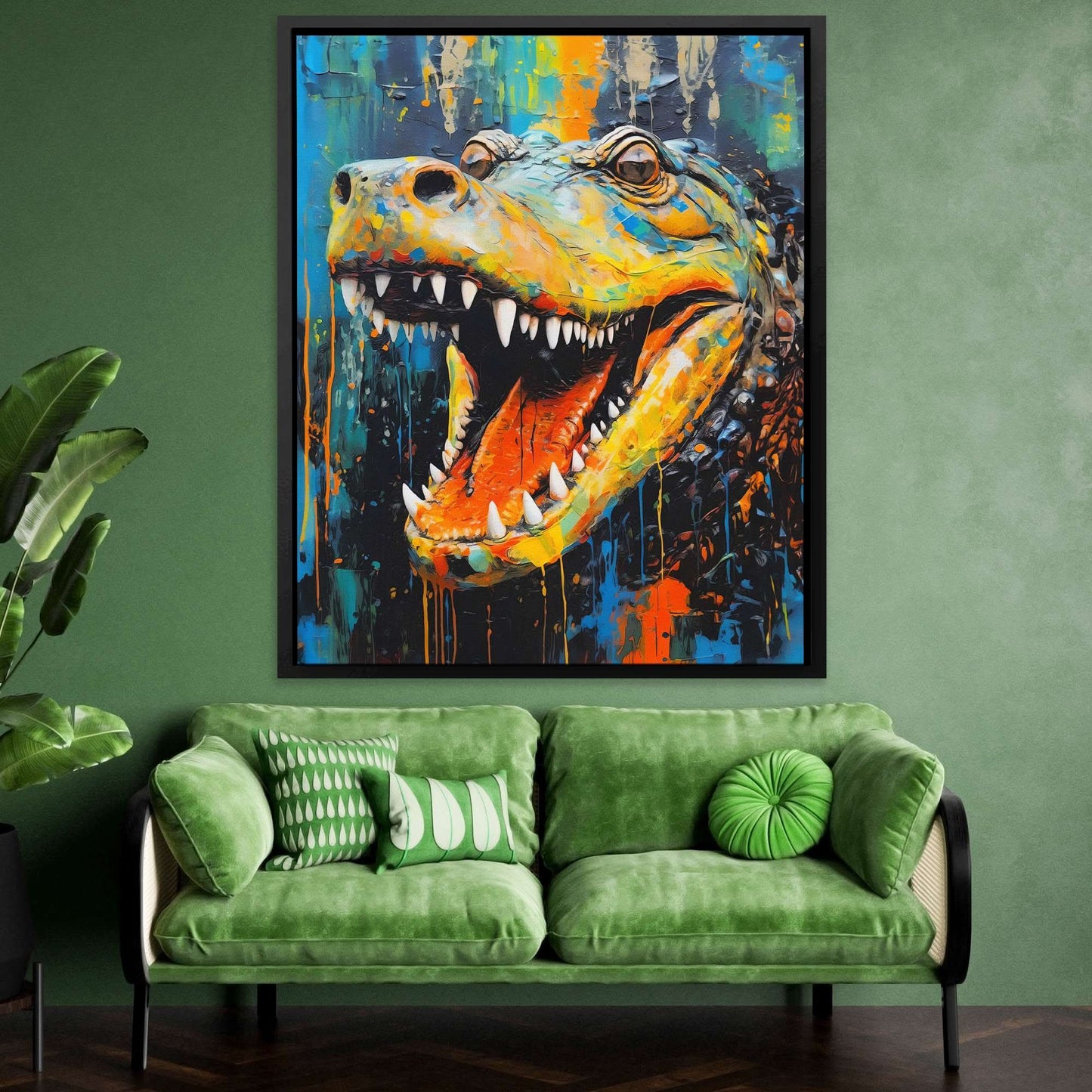 Gator's Bite - Blue Canvas Wall Art