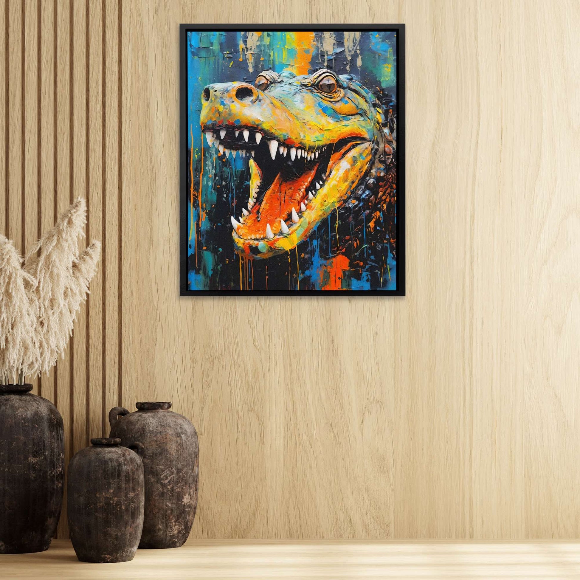 Gator's Bite - Animals Wall Art in Black Frame