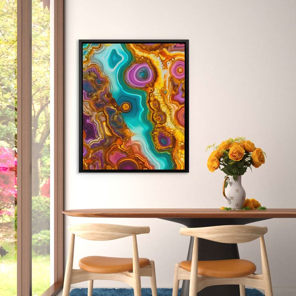 Gemstone Tapestry - Abstract Wall Art in Black Frame