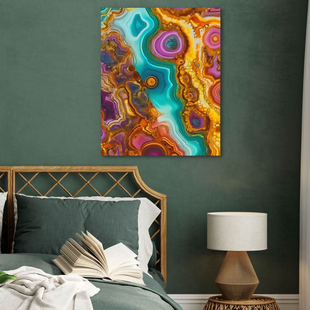 Gemstone Tapestry - Vibrant Wall Art in Black Frame