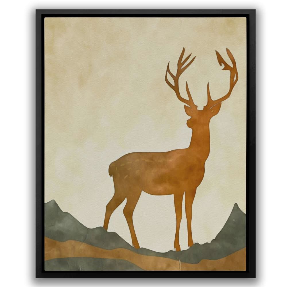 Gentle Deer - Antlers Wall Art in Black Frame