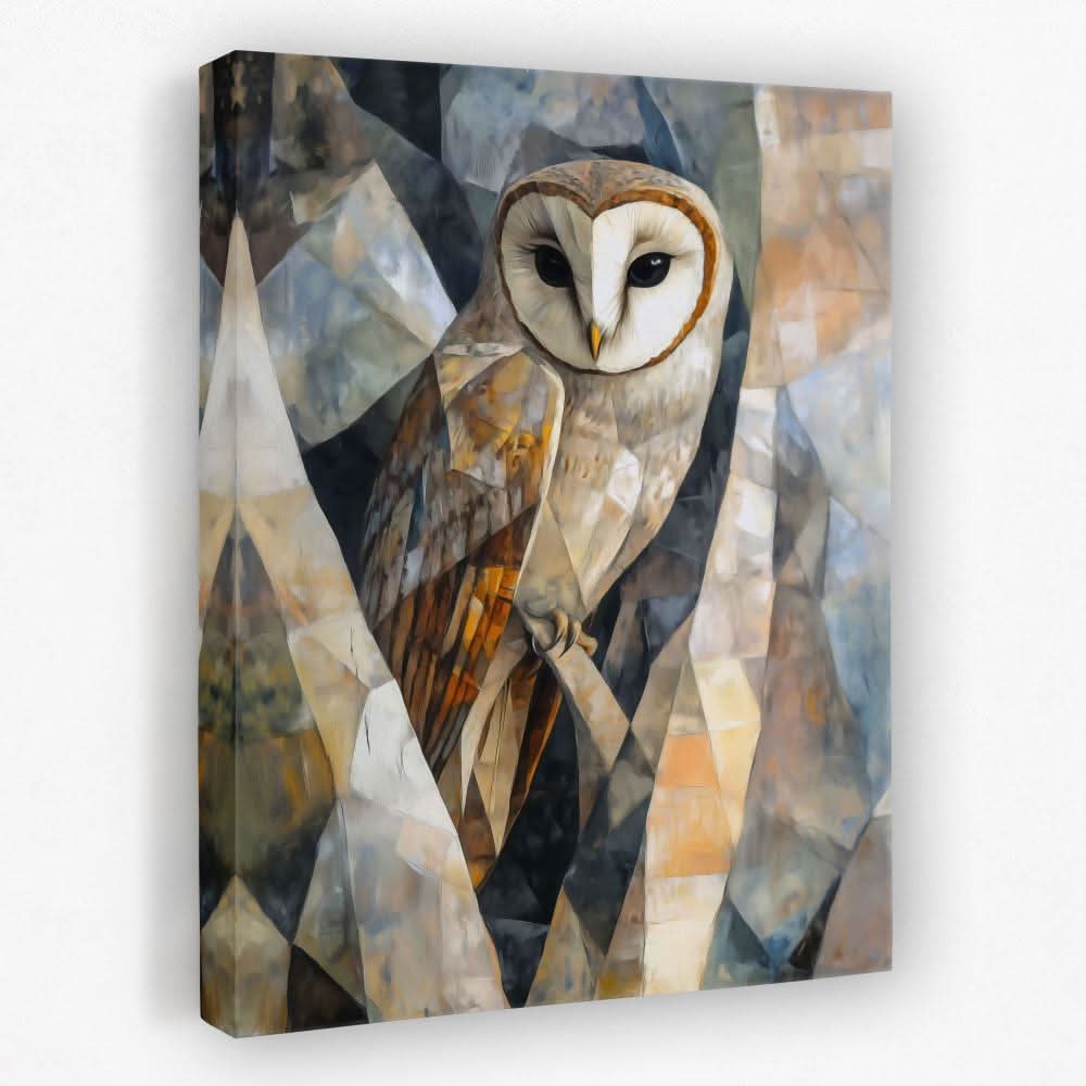 Geometric Barn Owl - Bird Canvas Wall Art