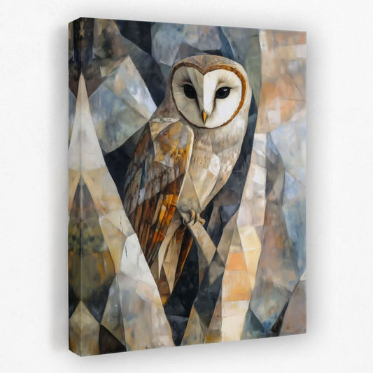 Geometric Barn Owl - Bird Canvas Wall Art