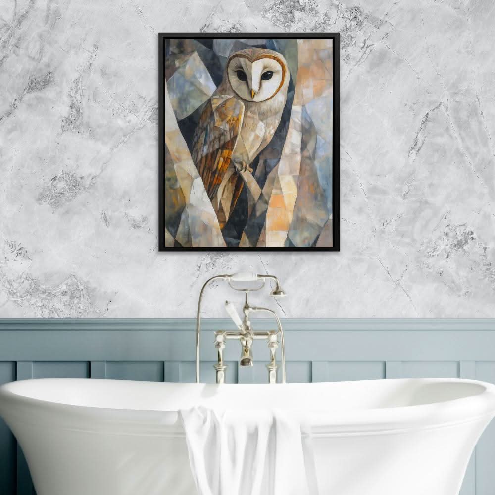 Geometric Barn Owl - Earth Tones Man Cave Canvas Print
