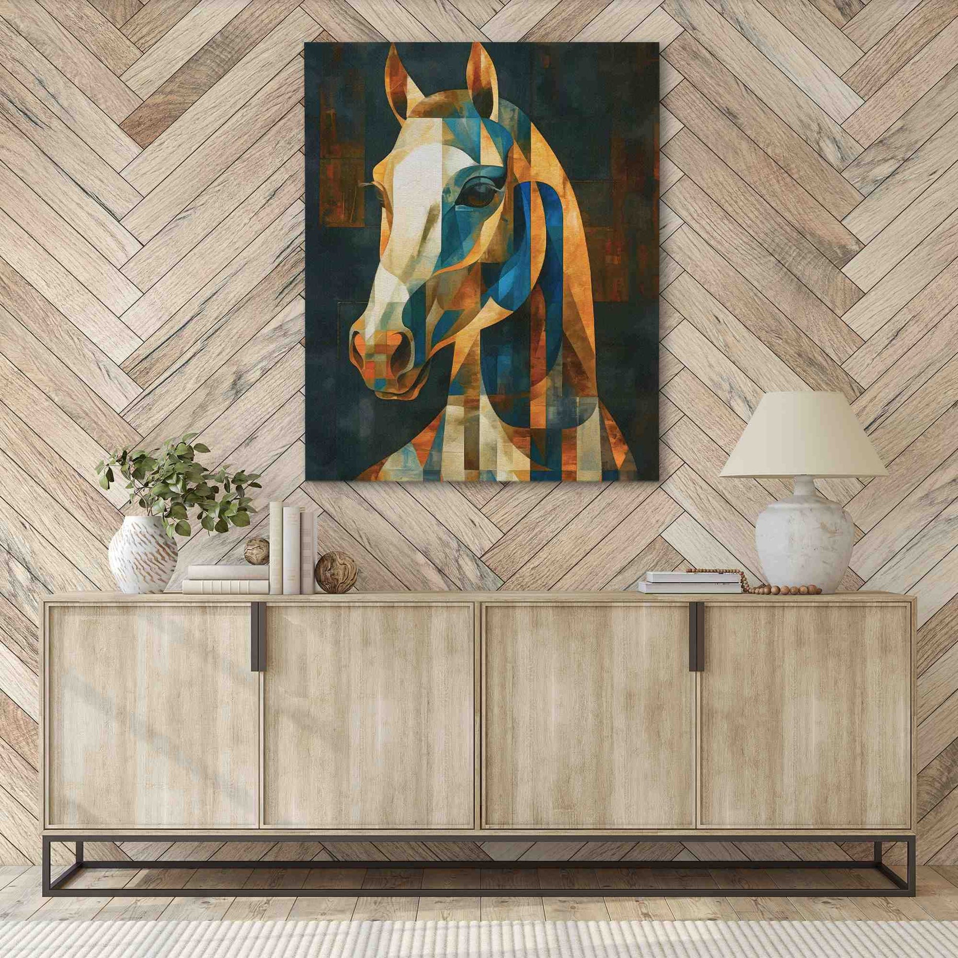 Geometric Charger - Country and Farm Wall Art in Black Frame