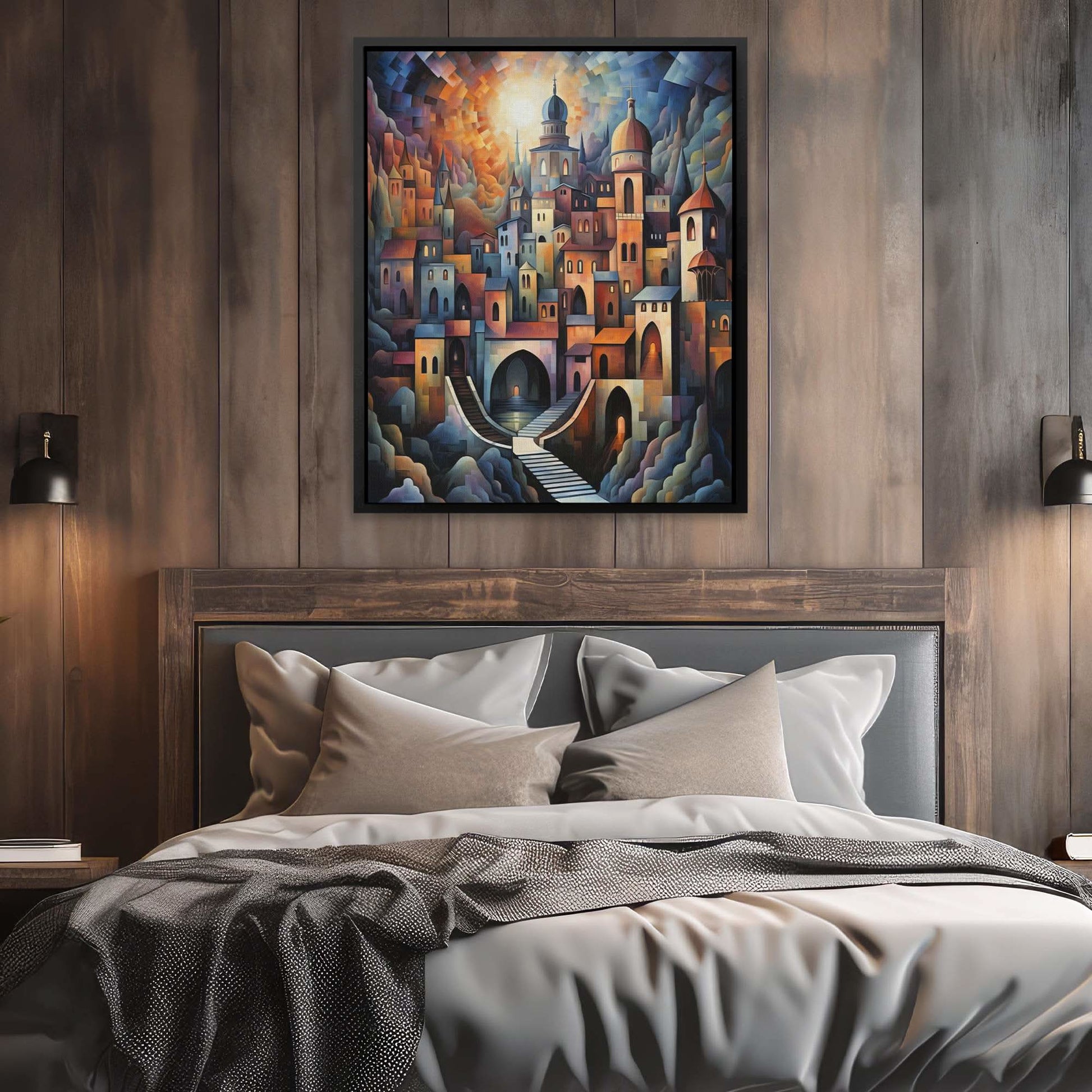 Geometric Cityscape - Framed Art Print