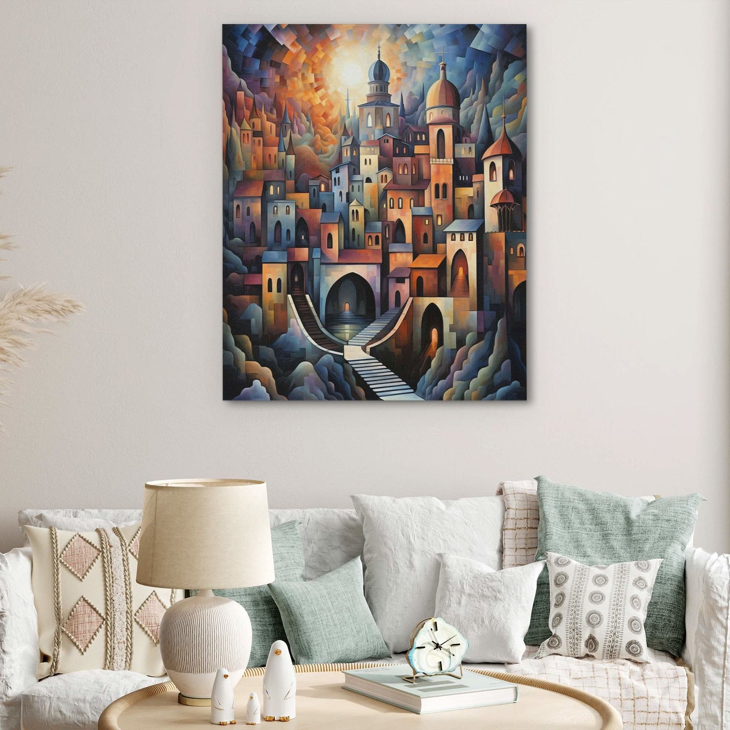 Geometric Cityscape - Geometric Canvas Wall Art