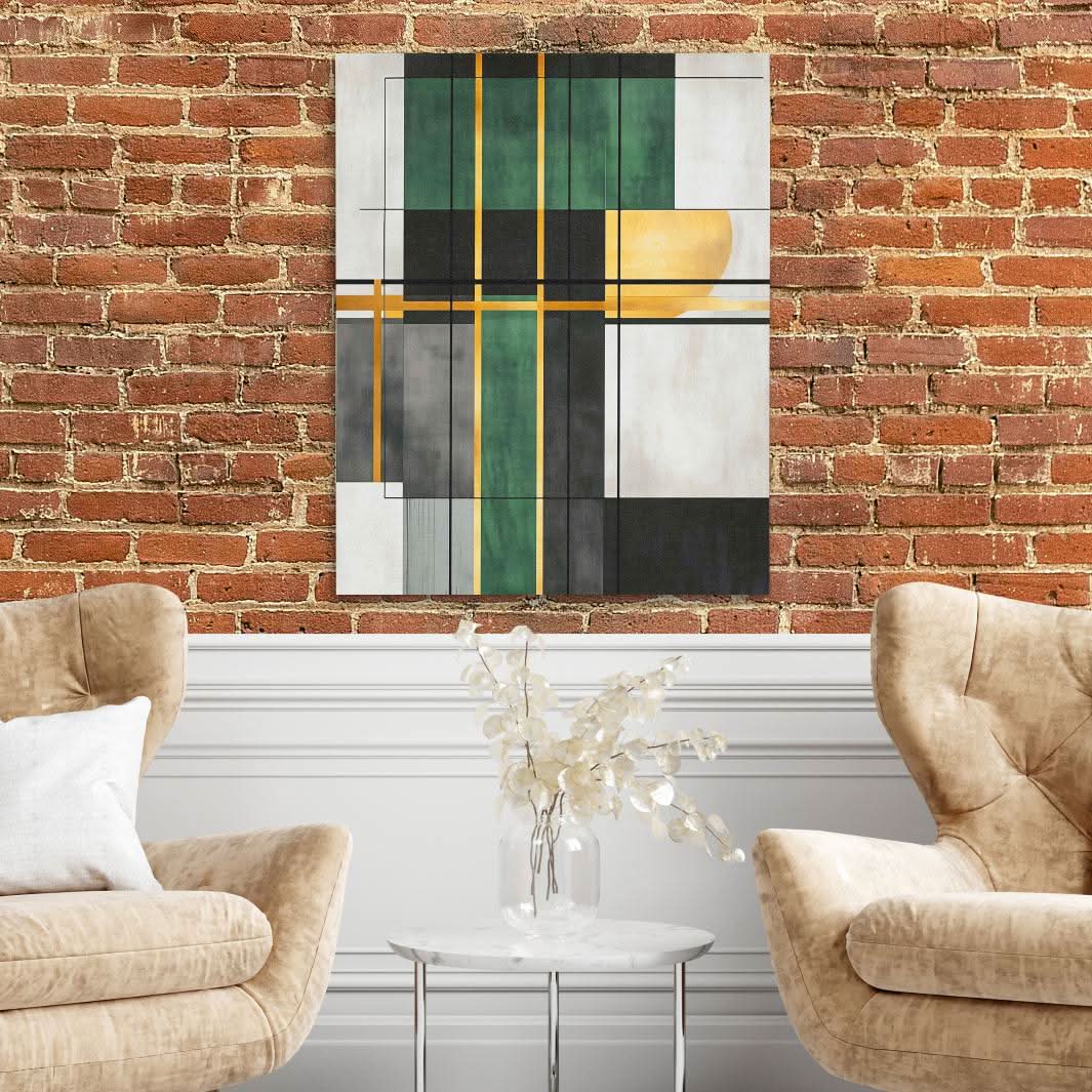 Geometric Gold and Green - Oversized Entrepreneur Canvas Wall Art