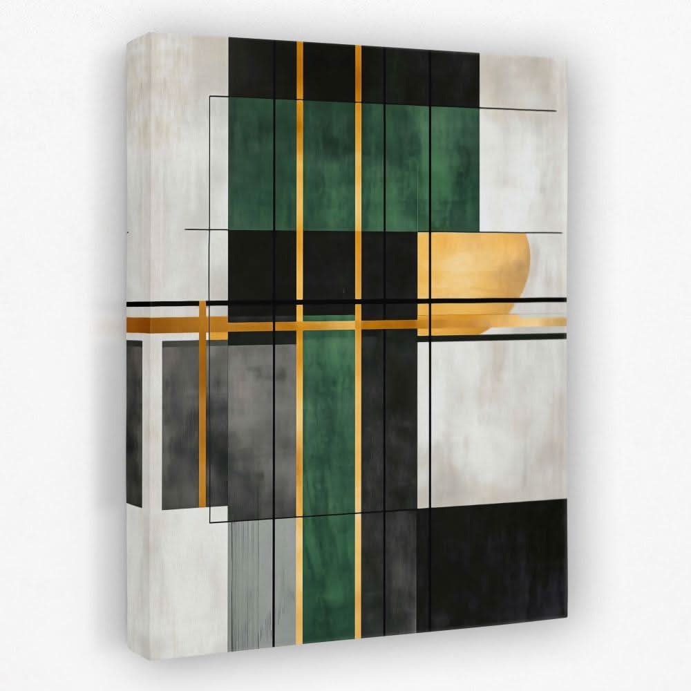 Geometric Gold and Green - Entrepreneur Canvas Wall Art