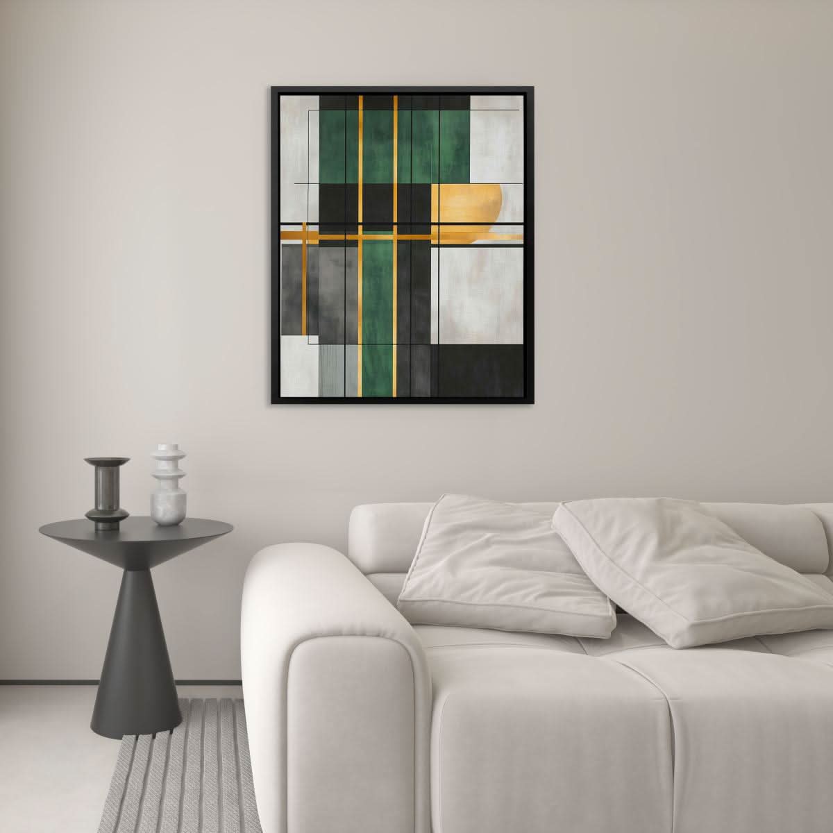 Geometric Gold and Green - Modern Canvas Wall Art